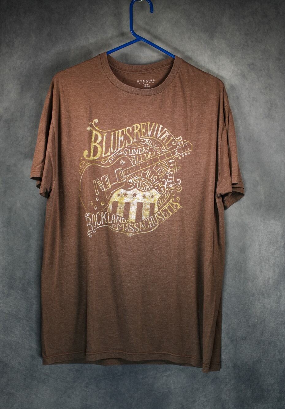 Sonoma Lifestyle Men's XL Brown Blues Revival Rockland Massachusetts T-Shirt